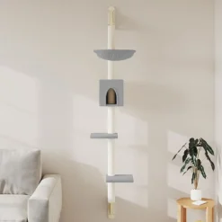 vidaXL Kattenmeubel wandgemonteerd met krabpaal 187 cm lichtgrijs