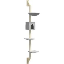 vidaXL Kattenmeubel wandgemonteerd met krabpaal 187 cm lichtgrijs