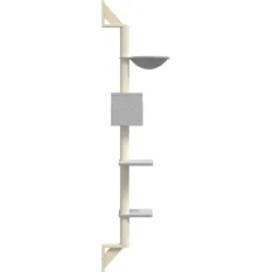 vidaXL Kattenmeubel wandgemonteerd met krabpaal 187 cm lichtgrijs