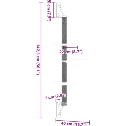 vidaXL Kattenmeubel wandgemonteerd met krabpaal 142,5 cm crèmekleurig