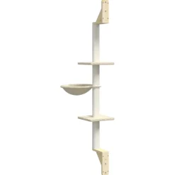 vidaXL Kattenmeubel wandgemonteerd met krabpaal 142,5 cm crèmekleurig