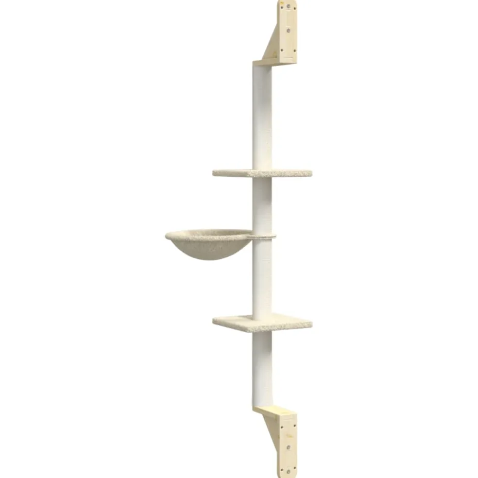 vidaXL Kattenmeubel wandgemonteerd met krabpaal 142,5 cm crèmekleurig