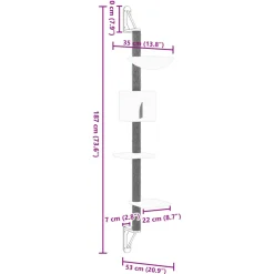vidaXL Kattenmeubel wandgemonteerd met krabpaal 187 cm donkergrijs