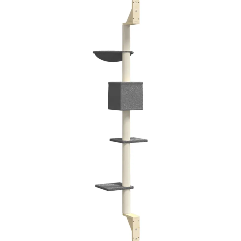 vidaXL Kattenmeubel wandgemonteerd met krabpaal 187 cm donkergrijs