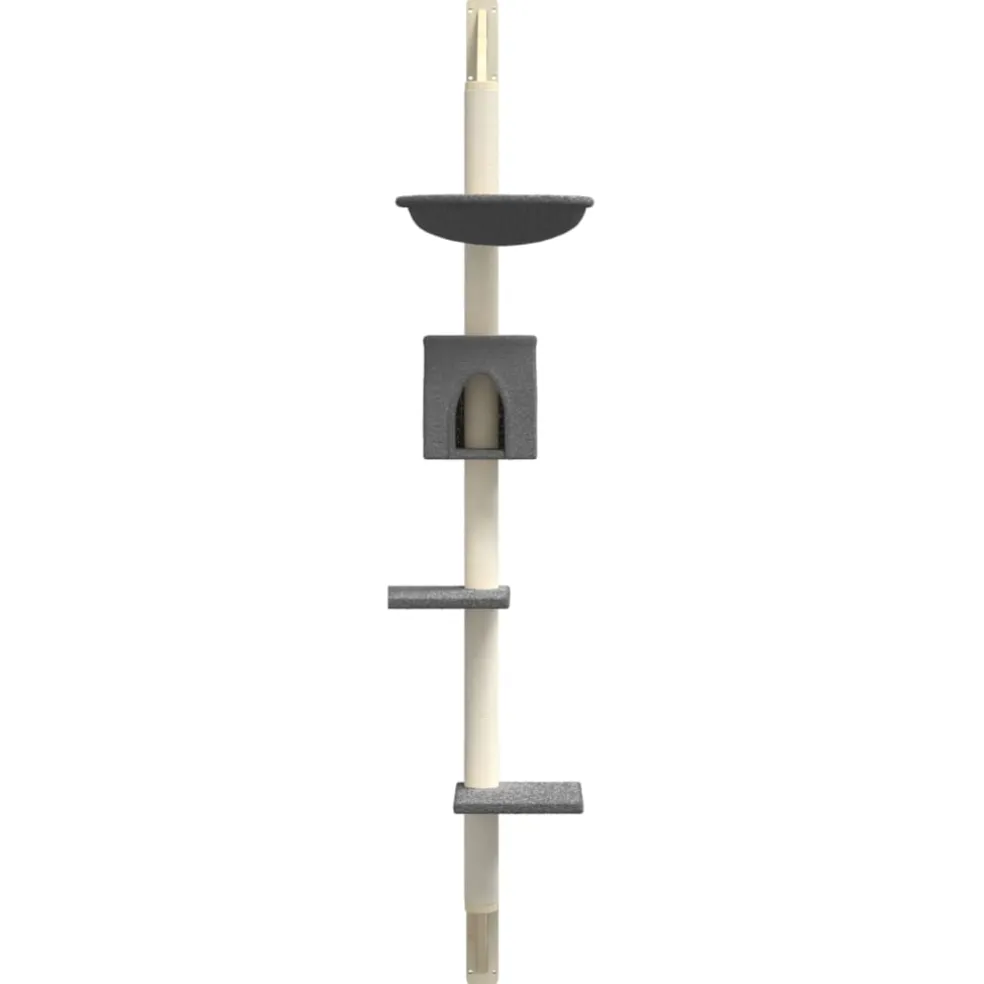 vidaXL Kattenmeubel wandgemonteerd met krabpaal 187 cm donkergrijs