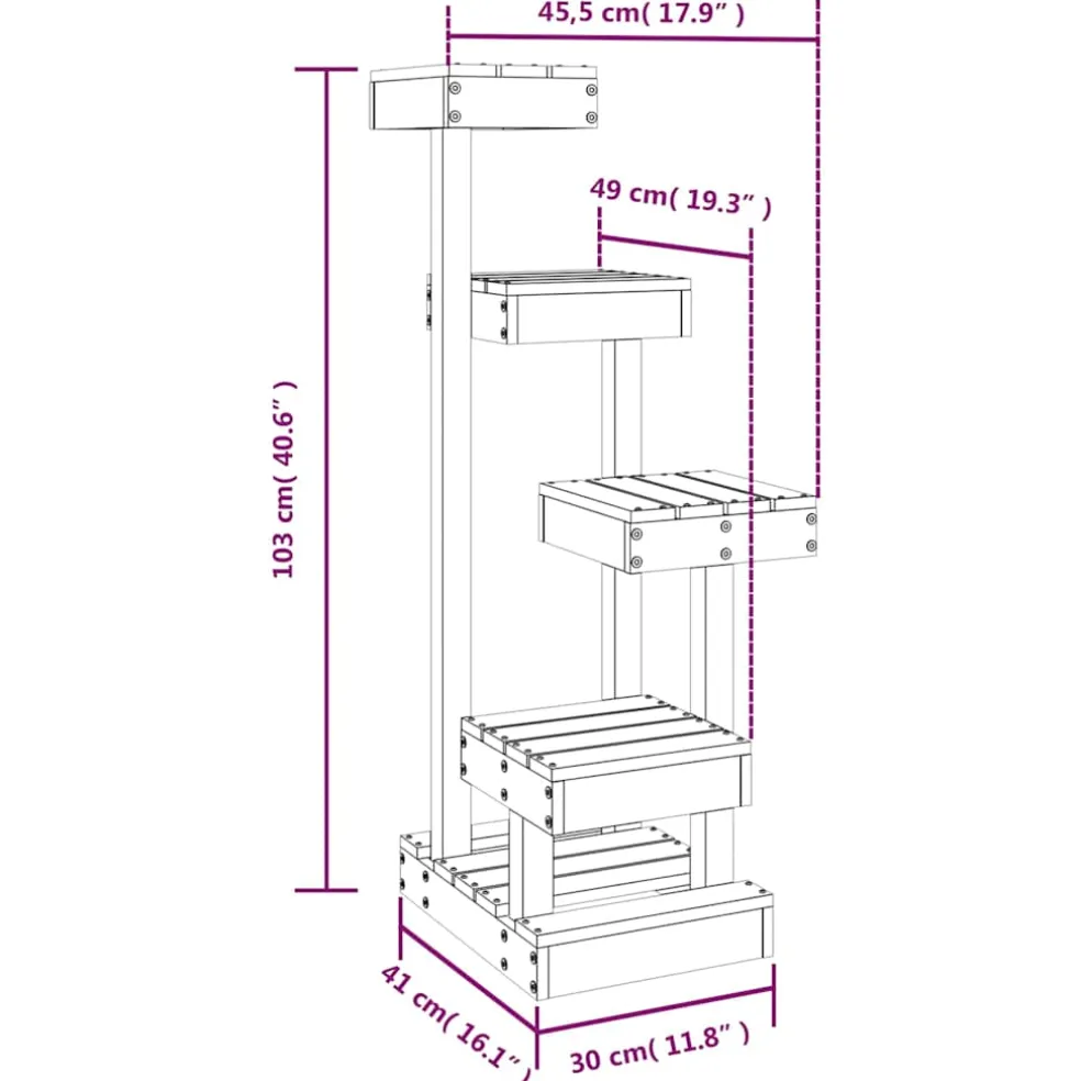 vidaXL Kattenmeubel 45,5x49x103 cm massief grenenhout