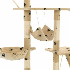 vidaXL Kattenpaal met sisal krabpalen 230-250 cm pootafdrukken beige