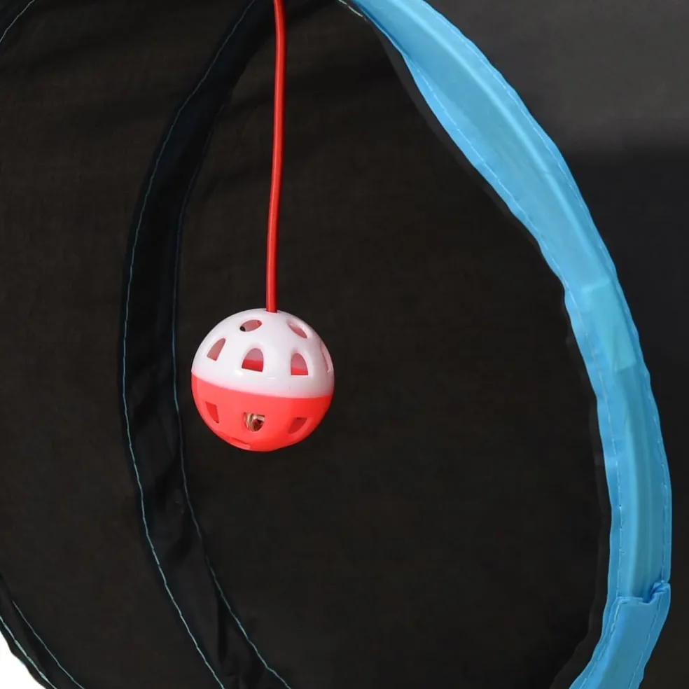 vidaXL Kattentunnel 4-voudig 25 cm polyester zwart en blauw
