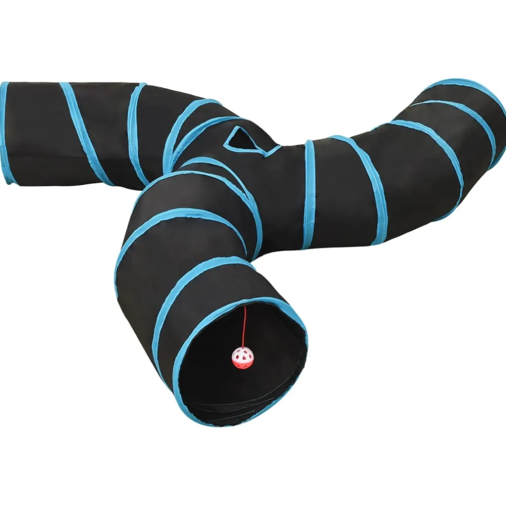 vidaXL Kattentunnel 3-voudig 25 cm polyester zwart en blauw
