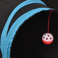 vidaXL Kattentunnel 3-voudig 90 cm polyester zwart en blauw