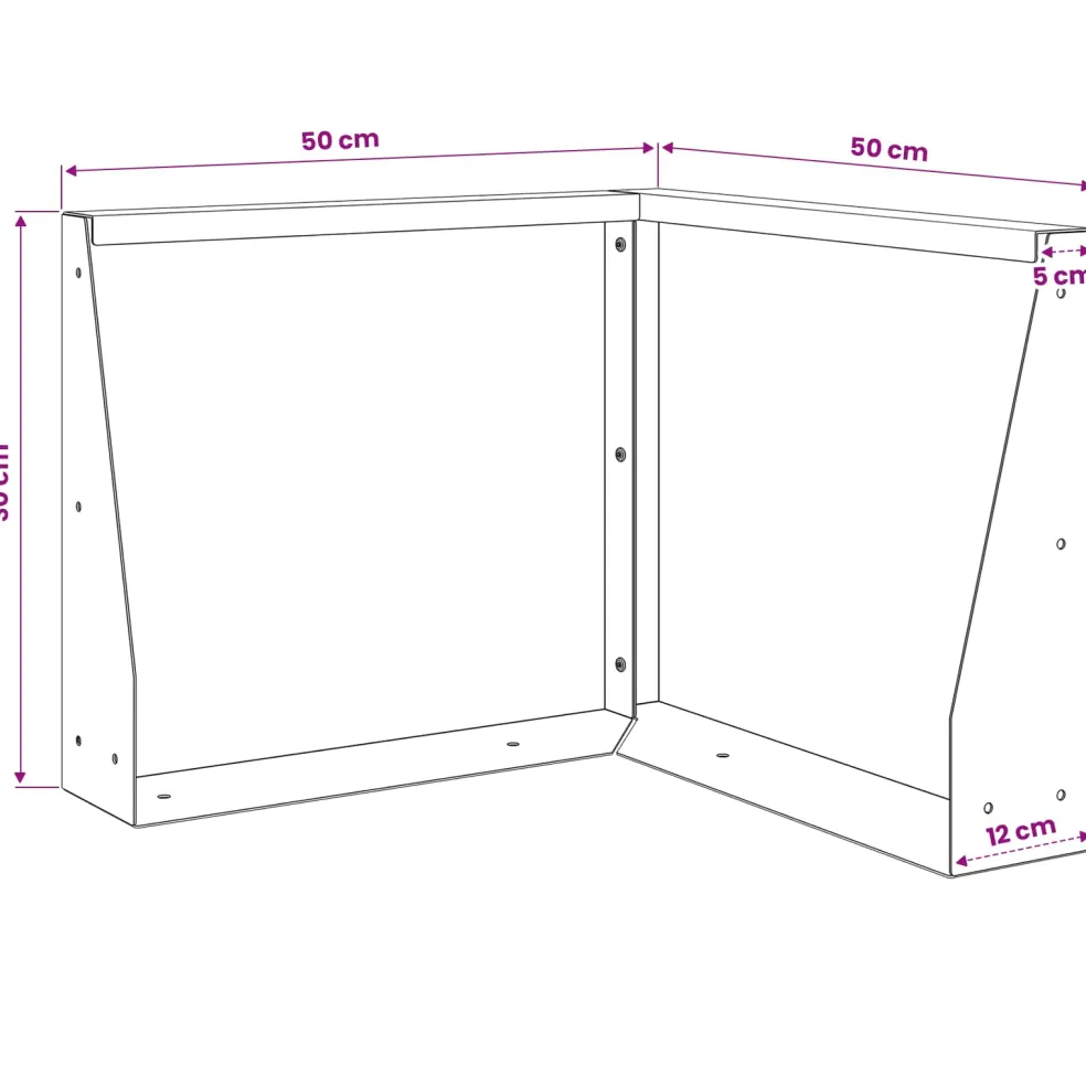 vidaXL Keerwand 50 x 50 x 30 cm Roestvrij staal zilver