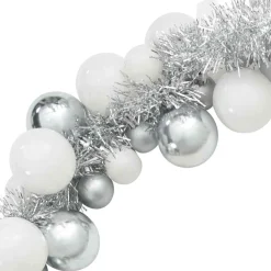 vidaXL Kerstbal Guirlande LED's Wit en Zilver 186 cm Polystyreen