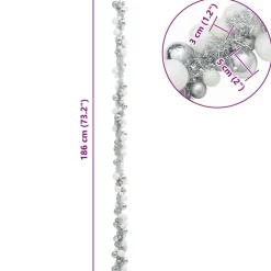 vidaXL Kerstbal Guirlande LED's Wit en Zilver 186 cm Polystyreen