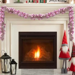 vidaXL Kerstbal Guirlande LED's Roze 186 cm Polystyreen