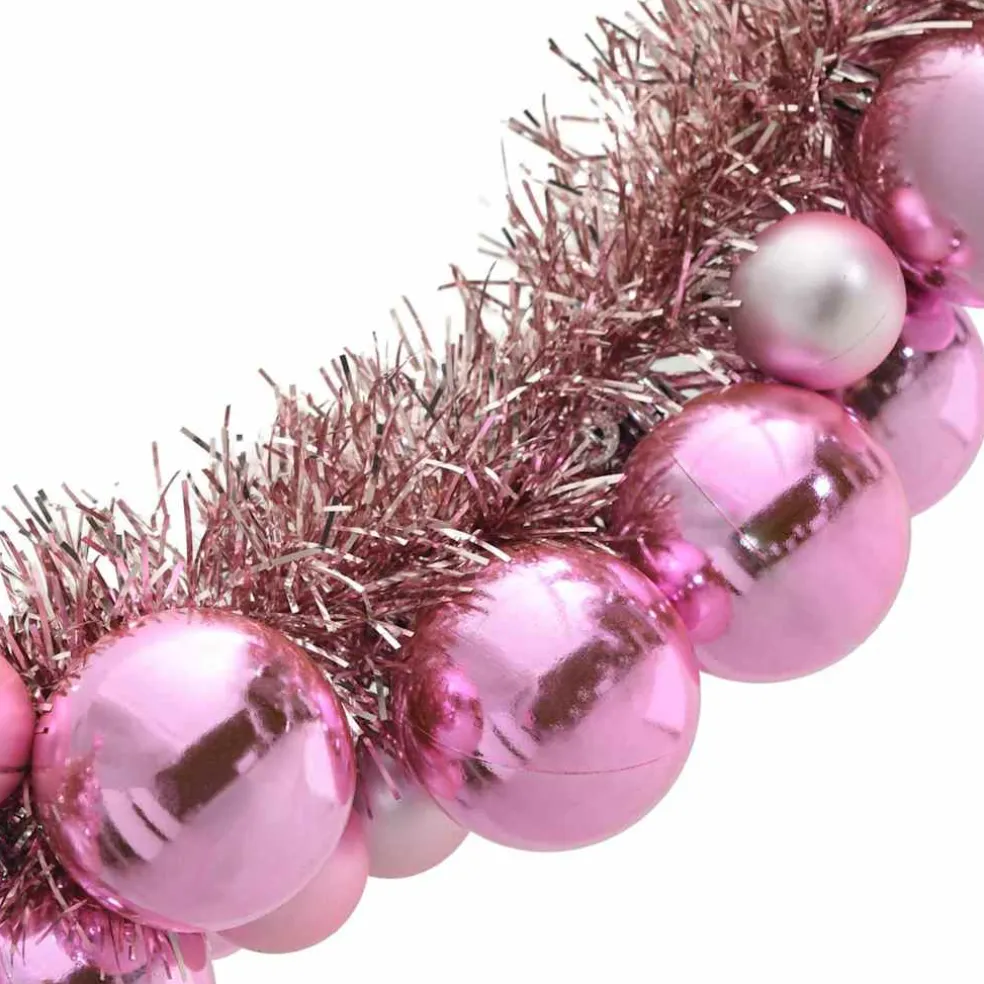 vidaXL Kerstbal Guirlande LED's Roze 186 cm Polystyreen