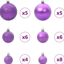 vidaXL Kerstbal Set 61 st 150 LED's Warmwit Ø 6 cm