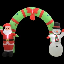 vidaXL Kerstboog kerstman en sneeuwpop opblaasbaar LED 223 cm
