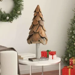 vidaXL Kerstboom Bruin 91 cm Massief teakhout