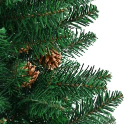 vidaXL Kerstboom met echt hout en dennenappels smal 150 cm PVC groen