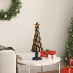 vidaXL Kerstboom met standaard Bruin 61 cm Massief teakhout