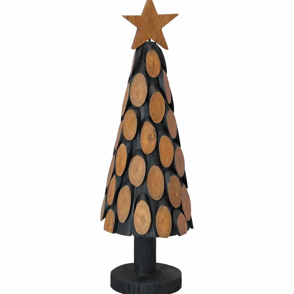 vidaXL Kerstboom met standaard Bruin 61 cm Massief teakhout