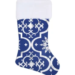 vidaXL Kerstboomrok luxe met sok 90 cm stof blauw