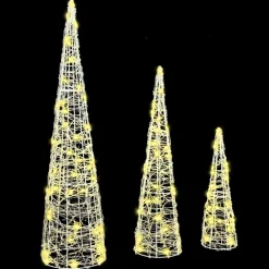 vidaXL Kerstboom 3 st 90 LED's Warmwit 20 x 20 x 80 cm Acryl