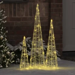 vidaXL Kerstboom 3 st 90 LED's Warmwit 20 x 20 x 80 cm Acryl