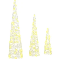 vidaXL Kerstboom 3 st 90 LED's Warmwit 20 x 20 x 80 cm Acryl