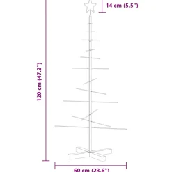 vidaXL Kerstdecoratie kerstboom met houten basis 120 cm metaal zwart