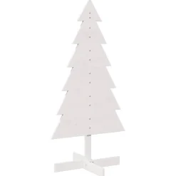 vidaXL Kerstdecoratie kerstboom 120 cm massief grenenhout wit