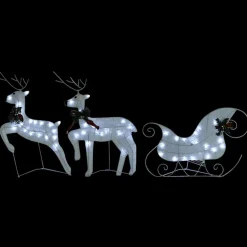 vidaXL Kerstdecoratie rendieren en slee 60 LED's wit