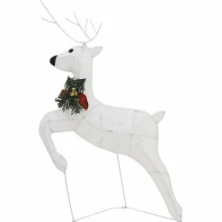 vidaXL Kerstdecoratie rendieren en slee 60 LED's wit
