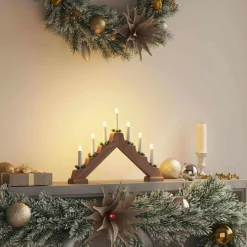 vidaXL Kerst Kaars Brug 7 LED's Warmwit 39.5 x 5 x 29 cm