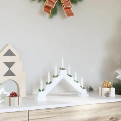 vidaXL Kerst Kaars Brug 7 LED's Warmwit 39.5 x 5 x 29 cm