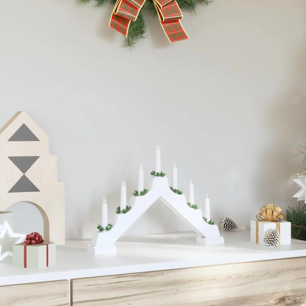 vidaXL Kerst Kaars Brug 7 LED's Warmwit 39.5 x 5 x 29 cm