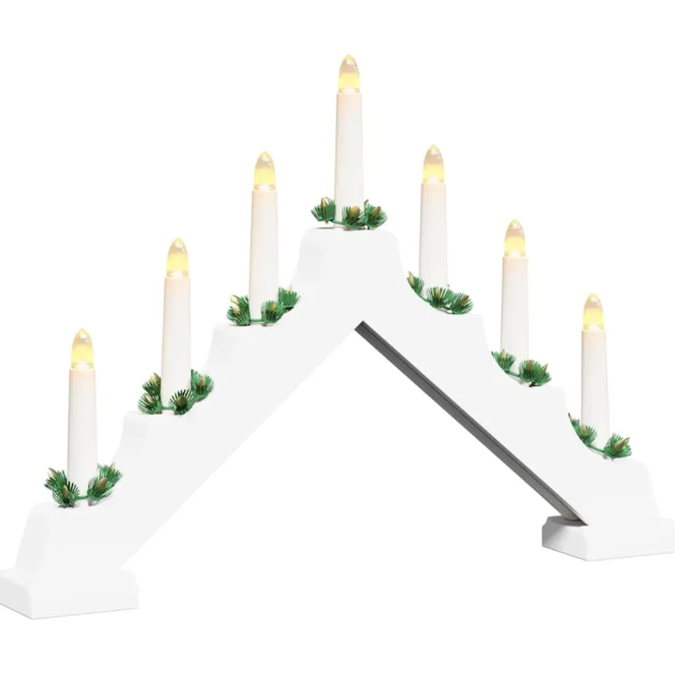 vidaXL Kerst Kaars Brug 7 LED's Warmwit 39.5 x 5 x 29 cm
