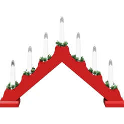 vidaXL Kerst Kaars Brug Rood 39.5 x 5 x 29 cm Massief grenenhout