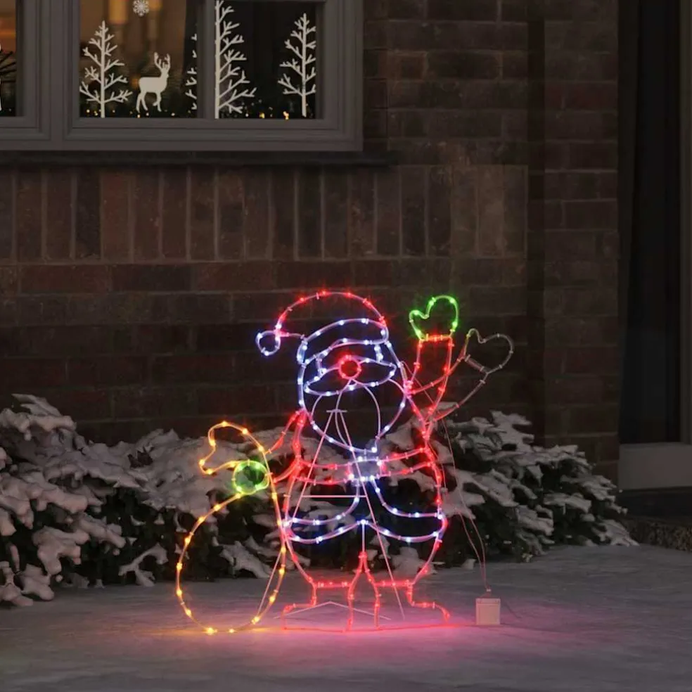 vidaXL Kerstman Licht met 168 LED Multikleur 58.5 x 60 x 1.3 cm IJzer
