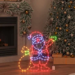 vidaXL Kerstman Licht met 168 LED Multikleur 58.5 x 60 x 1.3 cm IJzer