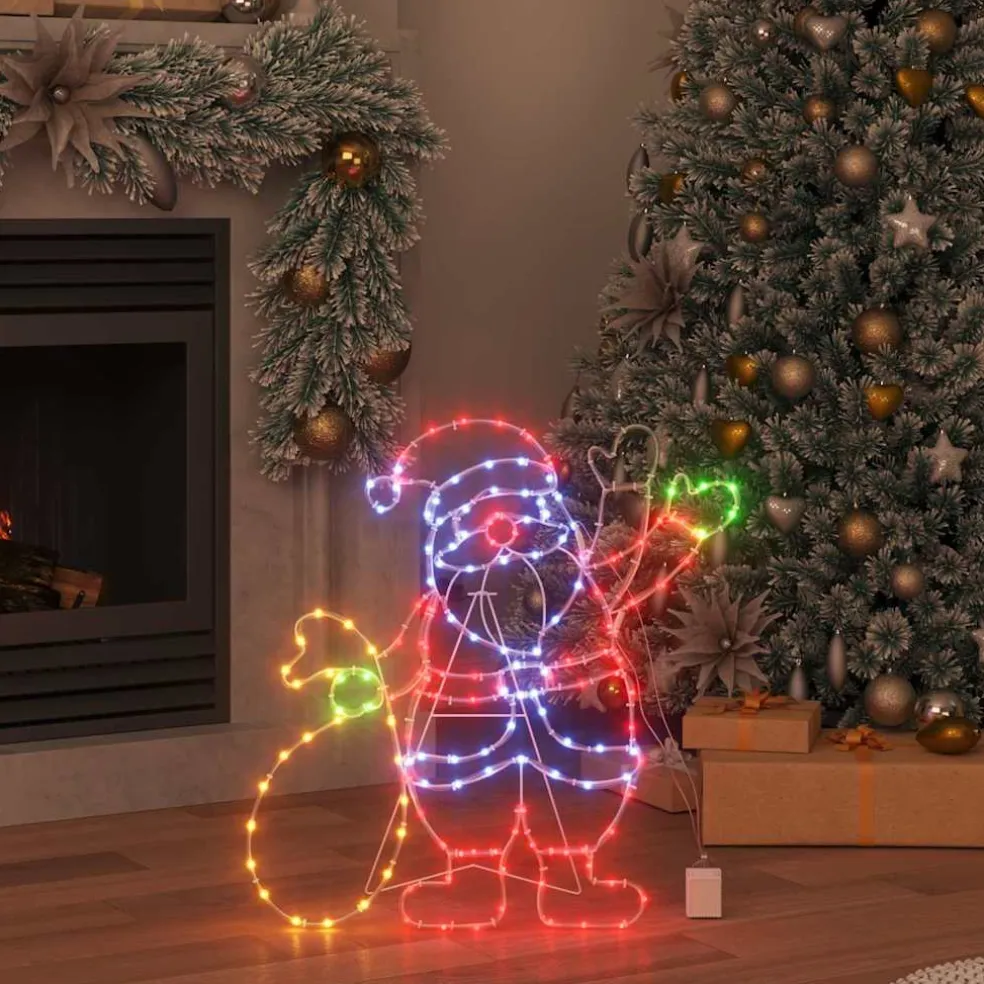 vidaXL Kerstman Licht met 168 LED Multikleur 58.5 x 60 x 1.3 cm IJzer