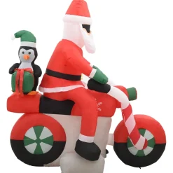 vidaXL Kerstman opblaasbaar op motorfiets LED IP44 160 cm