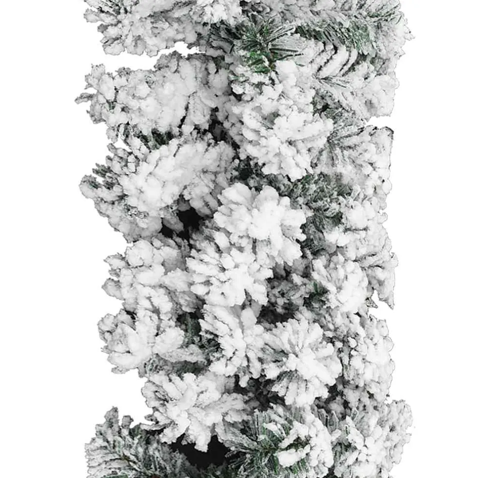 vidaXL Kerstslinger met sneeuw 5 m PVC groen