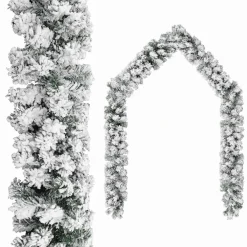 vidaXL Kerstslinger met sneeuw 5 m PVC groen
