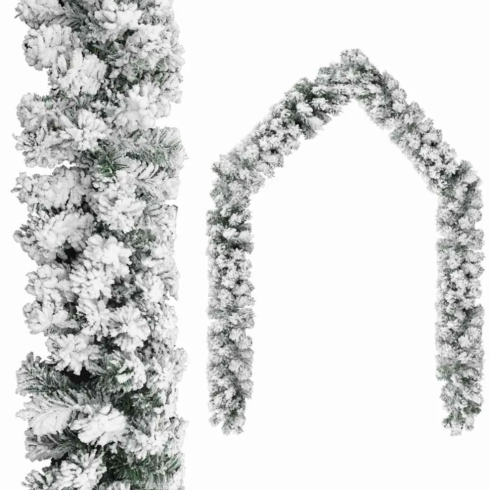 vidaXL Kerstslinger met sneeuw 5 m PVC groen