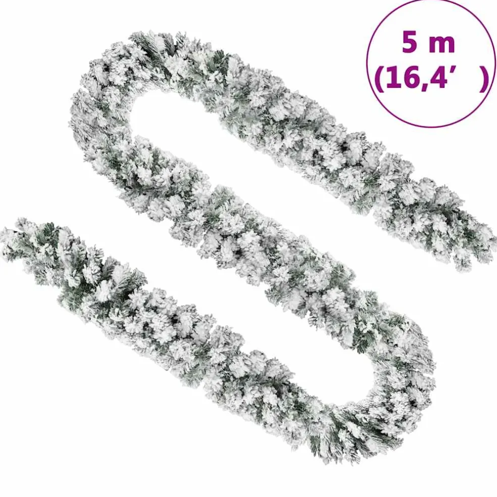 vidaXL Kerstslinger met sneeuw 5 m PVC groen
