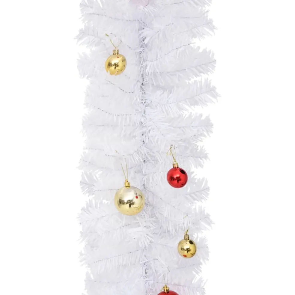 vidaXL Kerstslinger versierd met kerstballen 5 m wit