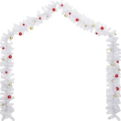 vidaXL Kerstslinger versierd met kerstballen 5 m wit