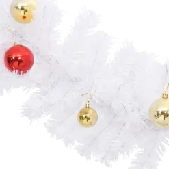 vidaXL Kerstslinger versierd met kerstballen 5 m wit