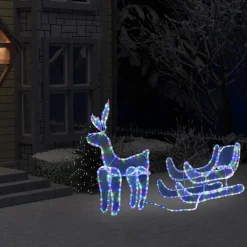 vidaXL Kerstverlichting rendier en slee met mesh 432 LED's